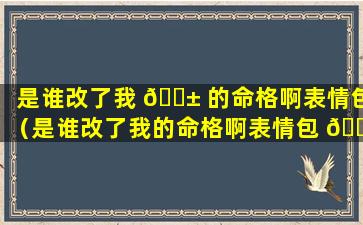 是谁改了我 🐱 的命格啊表情包（是谁改了我的命格啊表情包 🐞 gif）